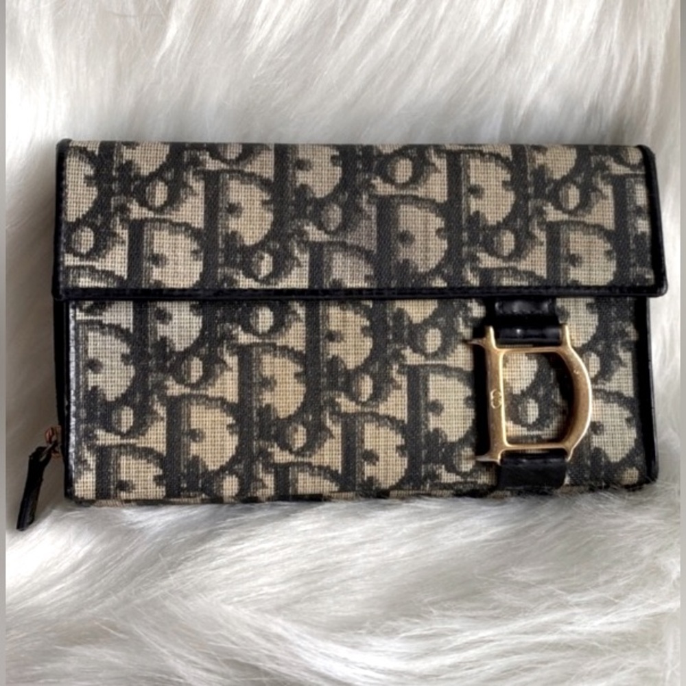 Authentic Dior Black Monogram with Gold Charm Cd